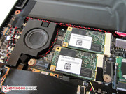 The manufacturer installs two mSATA SSDs ex-factory.