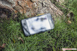 The Acer Z3 Duo outdoors.