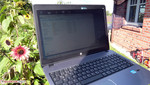 The screen's matte surface enables using the ProBook outdoors despite its somewhat too low brightness.