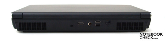 Rear: Kensington lock, HDMI, DC-in, two USB 2.0s, RJ-45 Gigabit-LAN