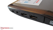 Two USB 2.0 port and audio jacks are placed on the right side of the notebook.