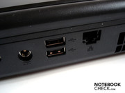 The rear has a DC-in, two further USB 2.0 ports and an RJ-45 gigabit LAN.