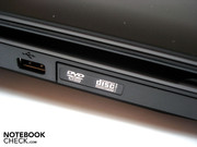 The region above the optical drive noticeably gives way.