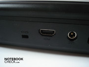 Kensington lock, HDMI and DC-in on the rear
