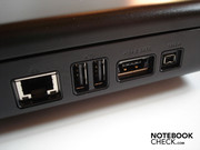 The RJ-45 gigabit LAN, 2x USB 2.0, eSATA/USB 2.0 combo and Firewire were places too far in the front for our taste The RJ-45 gigabit LAN, 2x USB 2.0, eSATA/USB 2.0 combo and Firewire were places too far in the front for our taste