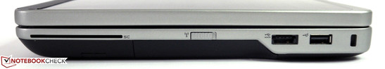 Right side: Smart Card reader, wireless switch, 2x USB 2.0, Kensington lock