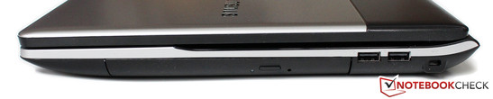 Right: DVD burner, 2x USB 2.0, Kensington lock