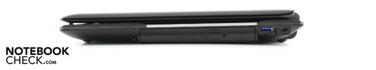 Right: Optical drive, USB 3.0, Kensington lock slot Right: Optical drive, USB 3.0, Kensington lock slot
