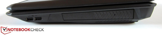 Right: 2x USB 2.0, BluRay burner Right: 2x USB 2.0, BluRay burner