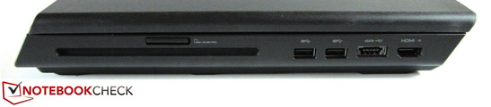 Right side: optical drive, card reader, 2x USB 3.0, eSATA / USB 2.0, HDMI-In
