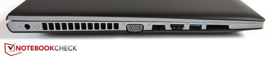 left side: power input, VGA, RJ-45 Fast-Ethernet-Lan, HDMI, USB 3.0, card reader