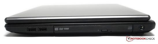 Right: Slim appearance - two USB 2.0 ports, a DVD drive and the power socket