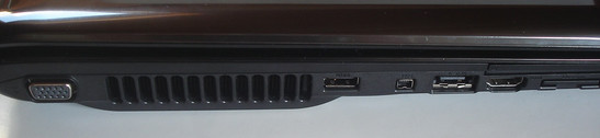 Left side: VGA, USB, Firewire, eSATA, HDMI, 8-in-1 cardreader