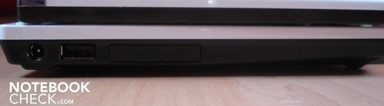 Left: power, USB 2.0, disk expander Left: power, USB 2.0, disk expander