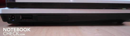 Left: power, USB 2.0, disk expander