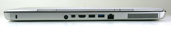 Back: Kensington lock, power, Mini-Displayport, HDMI, USB 2.0, USB 3.0, LAN Back: Kensington lock, power, Mini-Displayport, HDMI, USB 2.0, USB 3.0, LAN
