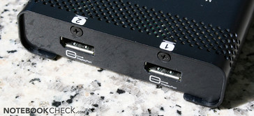 Two DisplayPort sockets