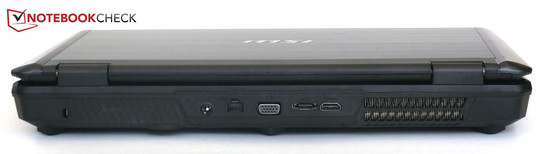 Back: DC-Power, LAN, VGA, eSATA, HDMI