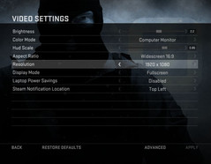 Graphics options Graphics options