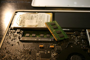 The two DDR3 modules can be replaced by the user.