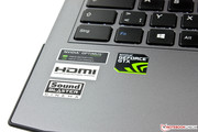 Stickers advertise Nvidia graphics, the HDMI port and Sound Blaster Cinema.