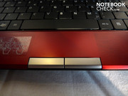 The palm rest area looks smart and is textured, but the touchpad is barely discernable. The palm rest area looks smart and is textured, but the touchpad is barely discernable.