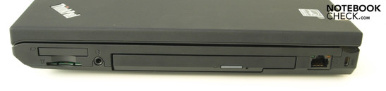 Right: 4in1 cardreader, ExpressCard34, combo audios, ultra bay slot, RJ45 (LAN), Kensington Security slot