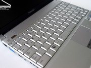 The Portégé uses the whole of its case width to accomodate the keyboard and, thus, offers... The Portégé uses the whole of its case width to accomodate the keyboard and, thus, offers...