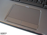 The smooth touchpad has an agreeable size.