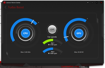 Turbo Boost off. Fan speeds are not customizable