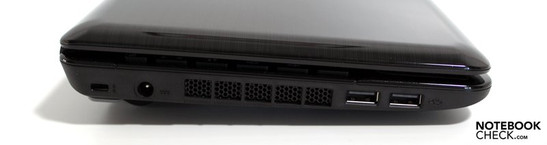 Left: Kensington, DC-in, 2x USB Left: Kensington, DC-in, 2x USB