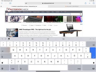 German on-screen keyboard