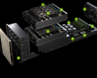 The NVMe SSDs are situated in front (9), while the two GPU boards sit in the middle and the CPUs/system memory plus GbE connections are located in the back. (Source: Nvidia)