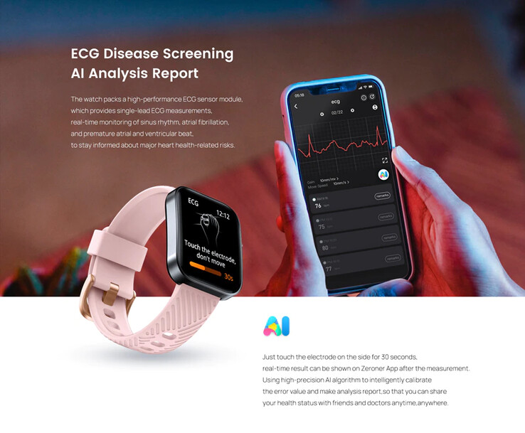 The North Edge ECG smartwatch is listed as having heart rate, blood pressure and blood oxygen level monitors. (Image source: North Edge)