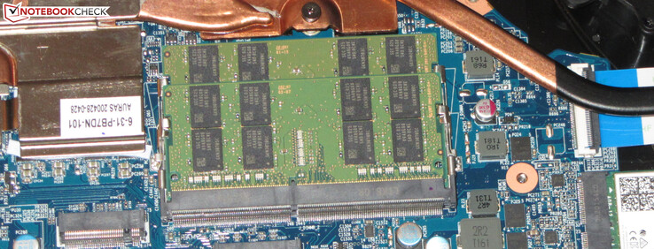 The laptop has two memory slots.