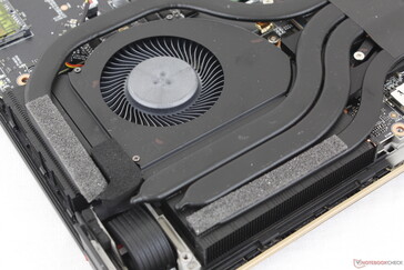 Cooling solution consists of dual ~55 mm fans with 6 heat pipes between them