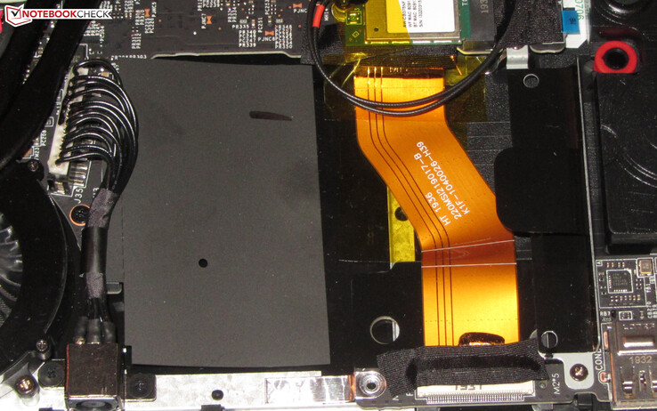 MSI includes a 2.5-inch drive bay for adding a second drive. Black film covers the SATA drive bay.