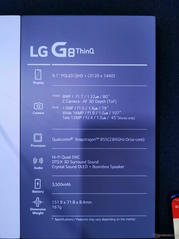LG G8 ThinQ main specifications.