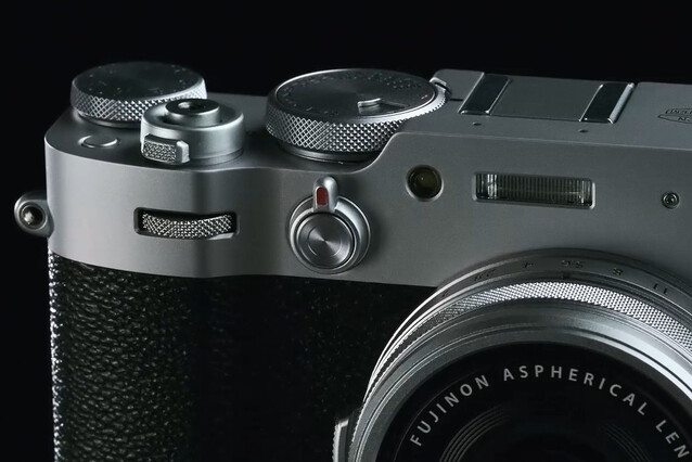 The little red lever on the front of the X100V is the default method of enabling or disabling the four-stop ND filter. (Image source: Fujifilm)
