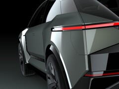 The Toyota FT-3e electric SUV has an exterior display on the door. (Image source: Toyota)