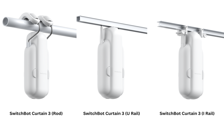 The SwitchBot Curtain 3 is compatible with R-, U- and I-Rails. (Image source: SwitchBot)