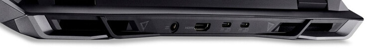 Rear: Power port, HDMI 2.1, USB 4 (USB-C; Power Delivery, Displayport), USB 3.2 Gen 2 (USB-C; Power Delivery, Displayport)