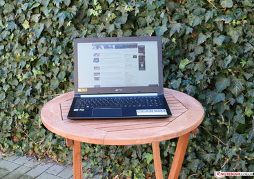 The Acer Aspire 7 A715 in the shade