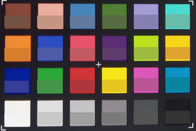ColorChecker colors. The lower half shows the original color.