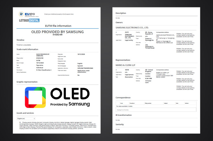 Samsung's new trademarking application. (Source: EUIPO via LetsGoDigital)
