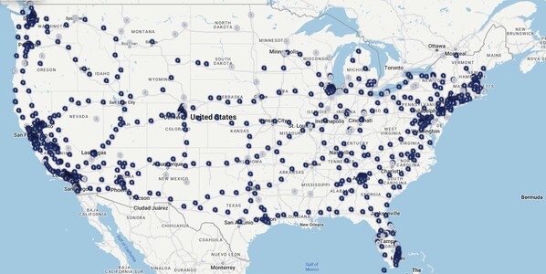 HIgh-speed electric chargers dot the US landscape in 2023 — and this is only one provider. (Image source: Electrify America)