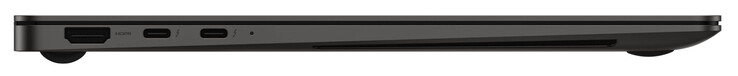 Left side: HDMI, 2x Thunderbolt 4 (USB-C; Power Delivery, DisplayPort)