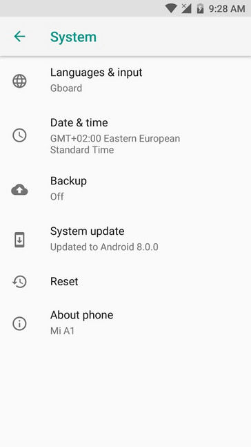 Xiaomi Mi A1 Android Oreo update installation complete