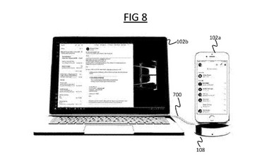 The device can dock an iPhone to answer incoming calls. (Source: USPTO)