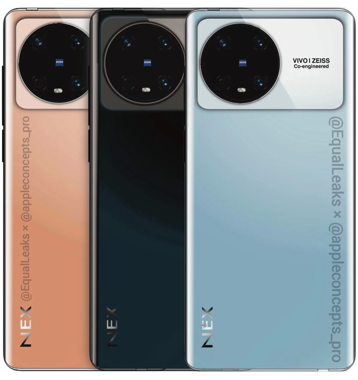 The potential "Vivo NEX 5" is shown from the front and back in new renders. (Source: EqualLeaks x AppleConceptsPro)